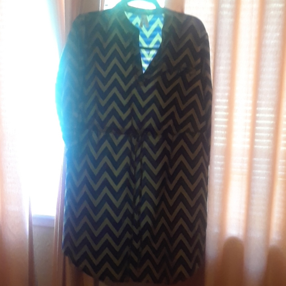 Dark Blue & Green Ladies Blouse